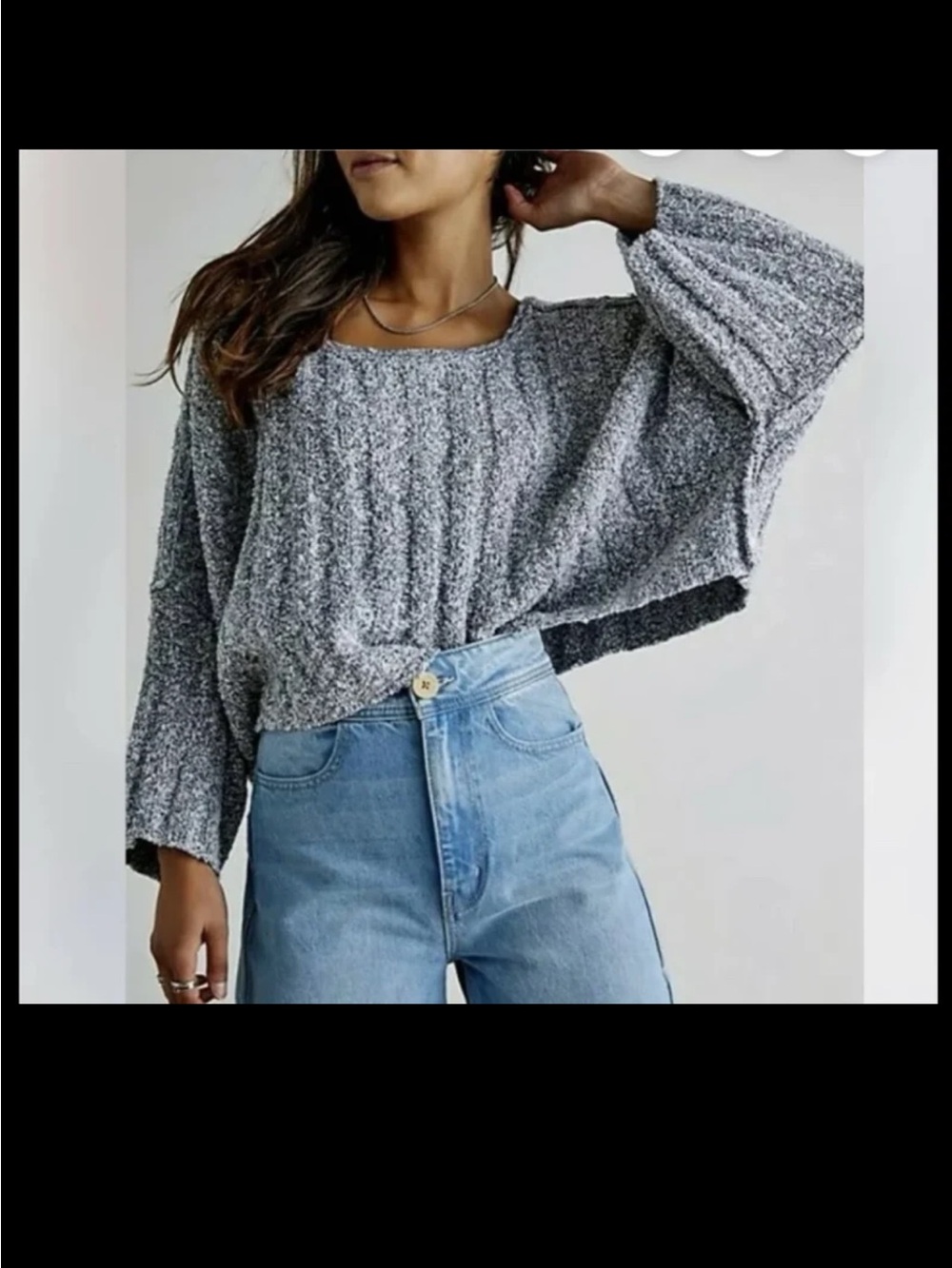 Free People Good Day Pullover Sweater Charcoal Gray Size Medium - Picture 2 of 12
